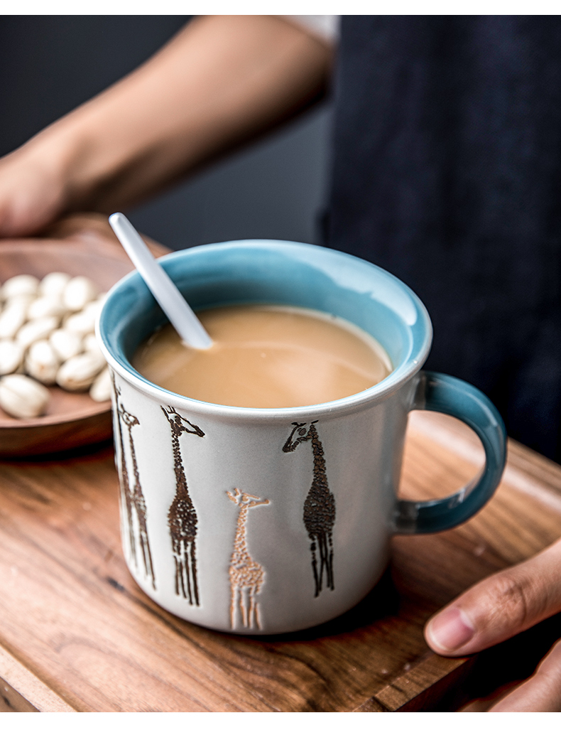 Creative lovely glass ceramic cup keller cartoon lovers a cup of milk a cup of coffee cup tea cup