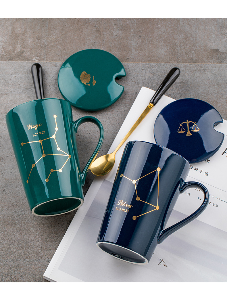 This porcelain creative sign ceramic keller cup with cover spoon lovers ultimately responds a cup of coffee cup men 's and women' s cup