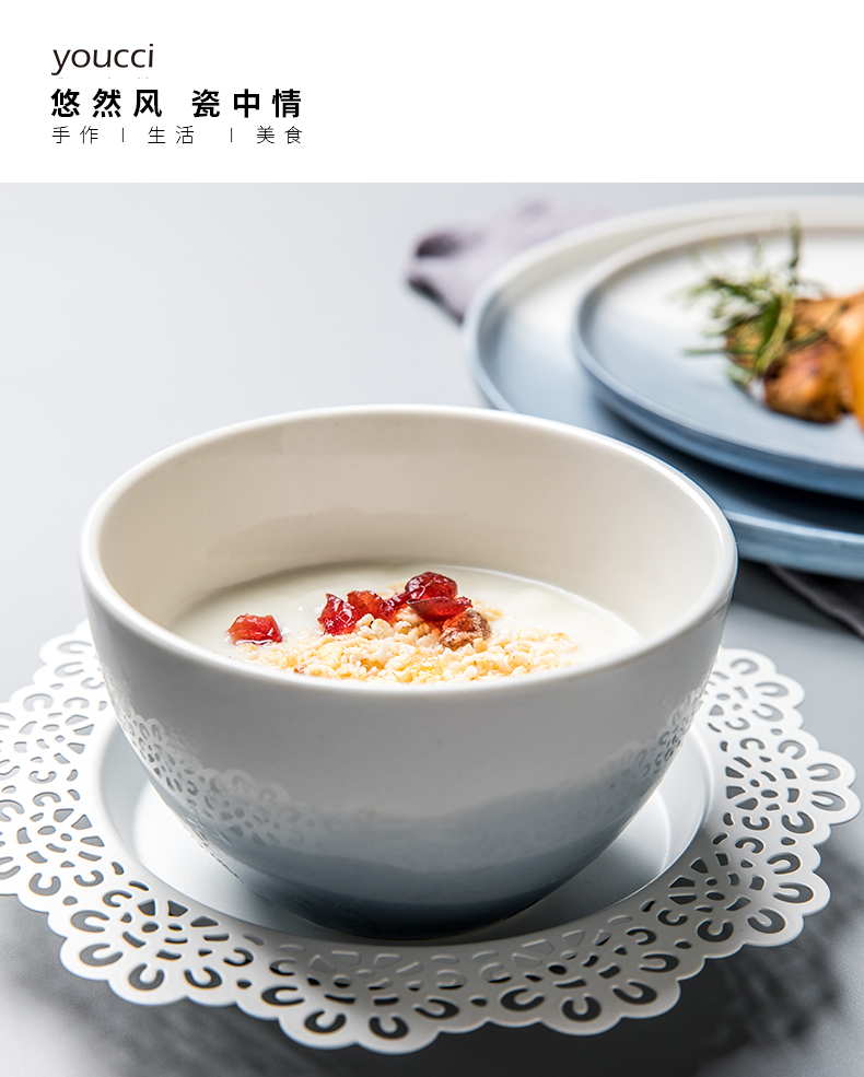 The Nordic ins creative ceramic bowl to eat rice bowl contracted wind small pure and fresh and beautiful tableware ultimately responds soup bowl a single small bowl