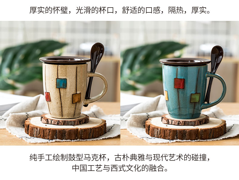 CPU couples are a pair of creative mugs for Cup suit Japanese ancient ceramic coffee Cup with cover