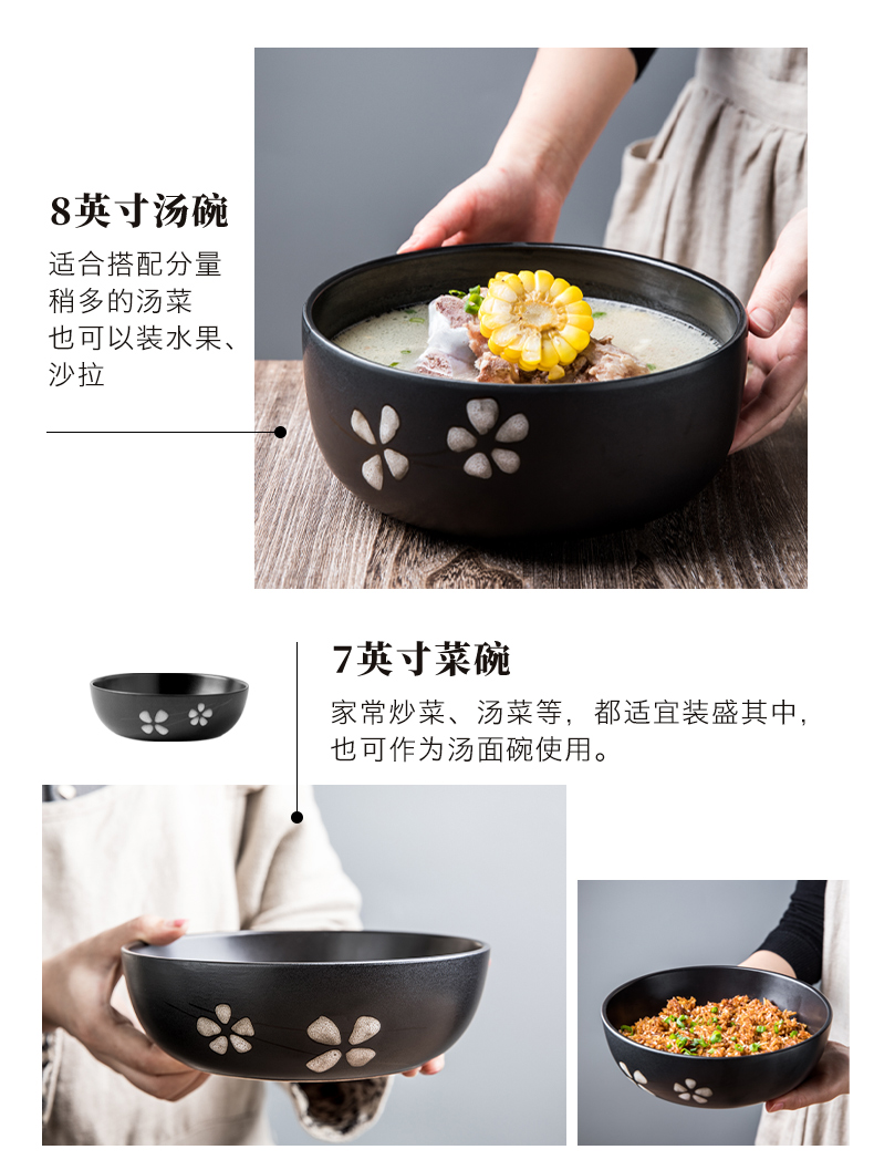 This 56 head porcelain tableware suit Japanese dishes combination of black suit 56 home dishes chopsticks