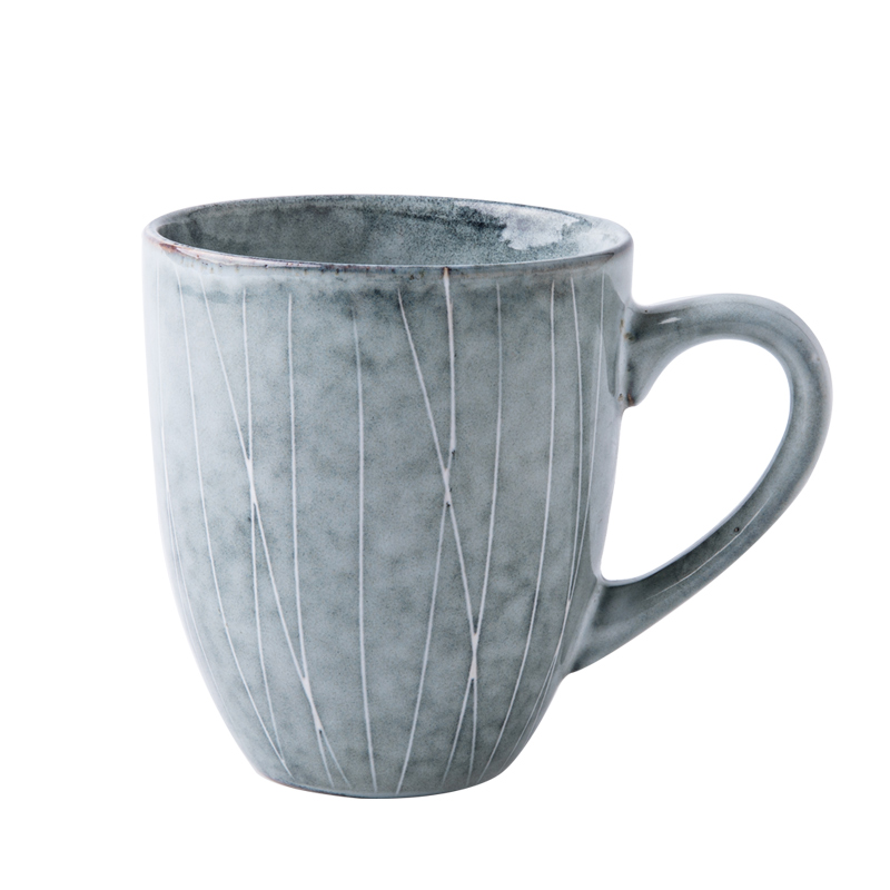 This porcelain Japanese creative mugs contracted ceramic cup cup ins stripe milk cup coffee cup with handle