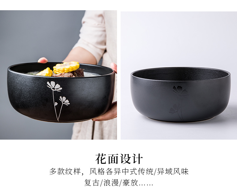 Japanese hot eat noodles bowl of domestic large capacity mercifully prevention rainbow such use originality and wind 8 inch ceramic tableware large soup bowl