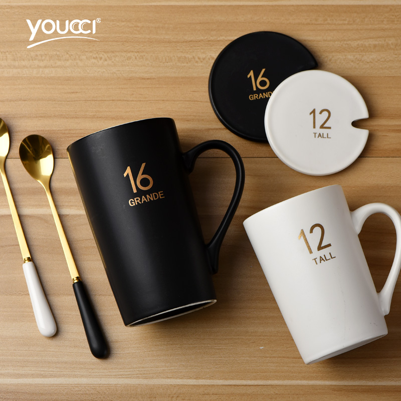 Youcci ceramics creative high - capacity ceramic cup office leisurely cup couples to customise cup mark cup with a spoon