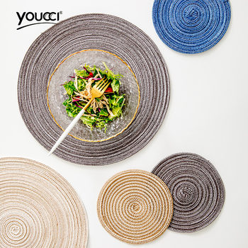 youcci悠瓷日式桌垫家用隔热垫子苎麻锅垫杯垫碗盘碟垫圆形西餐垫
