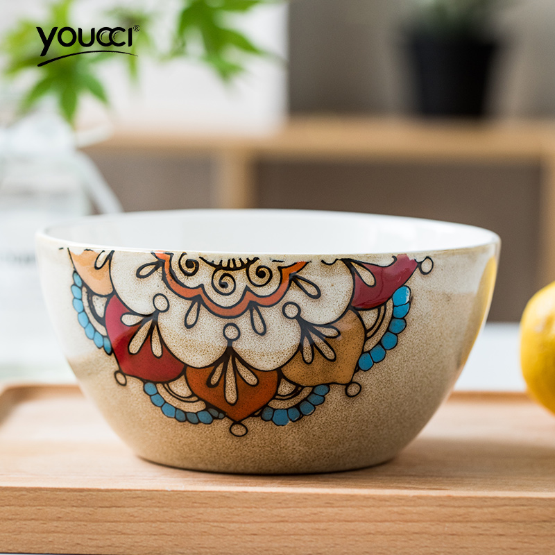 Creative hand - made home small mercifully rainbow such as bowl restaurant food bowl soup bowl Chinese ceramic tableware 6 inches for rainbow such use