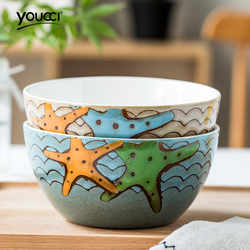 Creative hand - made home small mercifully rainbow such as bowl restaurant food bowl soup bowl Chinese ceramic tableware 6 inches for rainbow such use