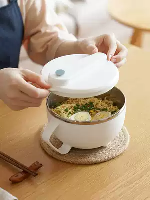 Japanese style 304 stainless steel instant noodle bowl with lid Student dormitory large easy-to-clean large capacity single instant noodle bowl