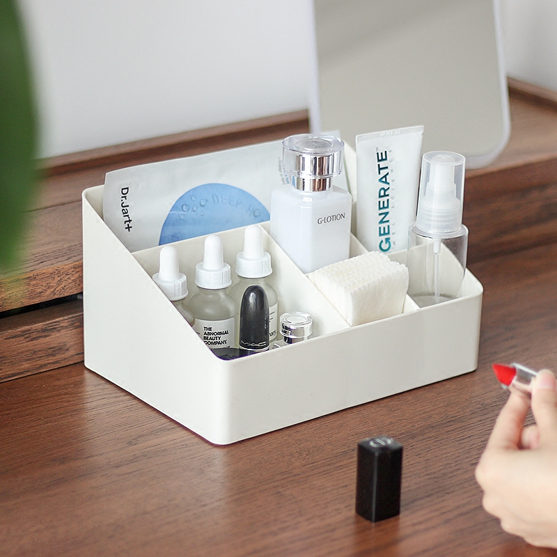 Minimalist makeup Desk Cosmetic Storage Box Plastic Small desk surface finishing box Skin Care Products Lipstick