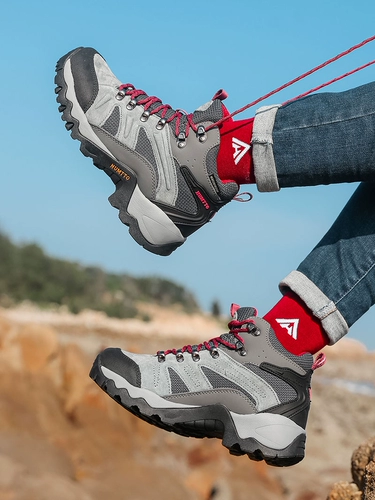 Демисезонная износостойкая мужская нескользящая внедорожная обувь для скалозалания подходит для пеших прогулок, из натуральной кожи