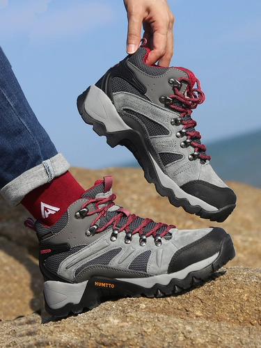 Демисезонная износостойкая мужская нескользящая внедорожная обувь для скалозалания подходит для пеших прогулок, из натуральной кожи