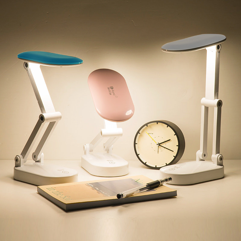 Foldable table lamp Rechargeable student dormitory Rechargeable eye protection desk Small portable bedroom learning bed lamp