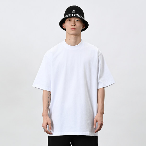 BBK250g solid color T-shirt loose solid color small neckline pure cotton bottoming short sleeves heavy hip-hop hip-hop bboy