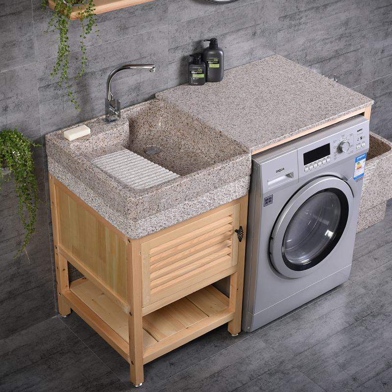 Stone Laundry Sink Washing Machine Pool Integrated Cabinet Marble Laundry Pool Balcony Outdoor Pool Courtyard Home