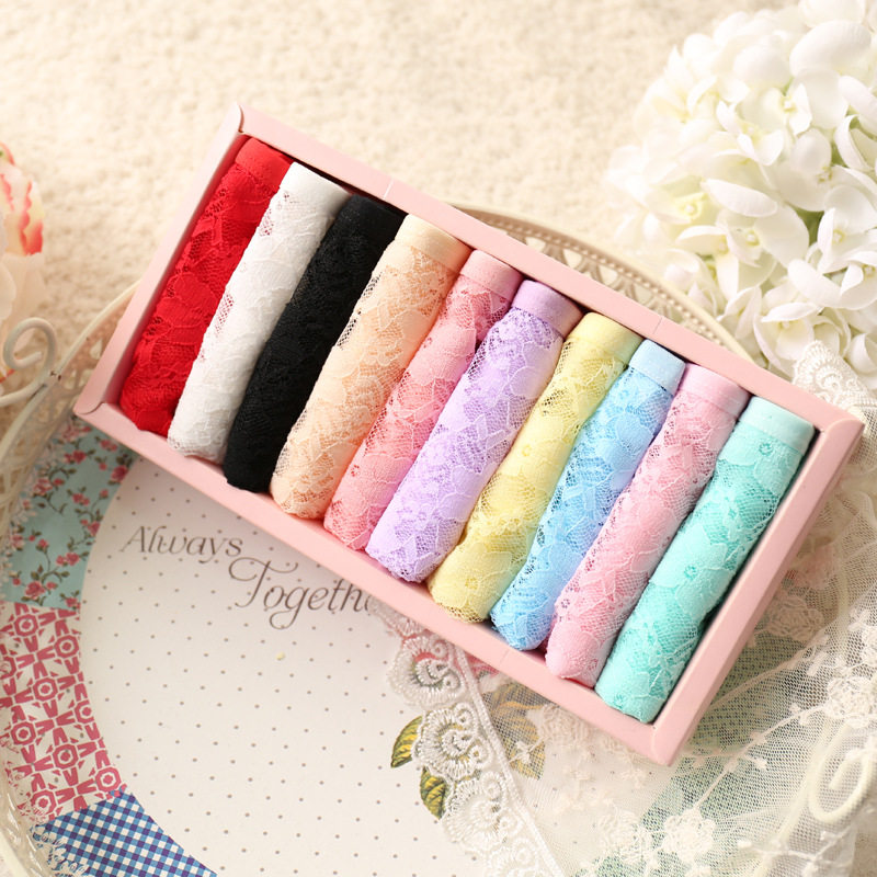 Lady Briefs Black Lace Sexy Transparency Less Woman Pure Cotton Stall Low Waist Spice Hot extreme Temptation Dew