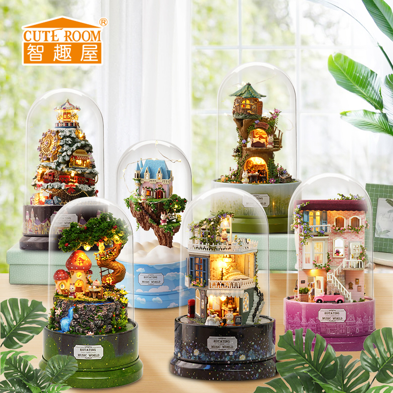 Smart fun house diy cottage Handmade small house Villa Creative assembly model toy to send girlfriend birthday gift male