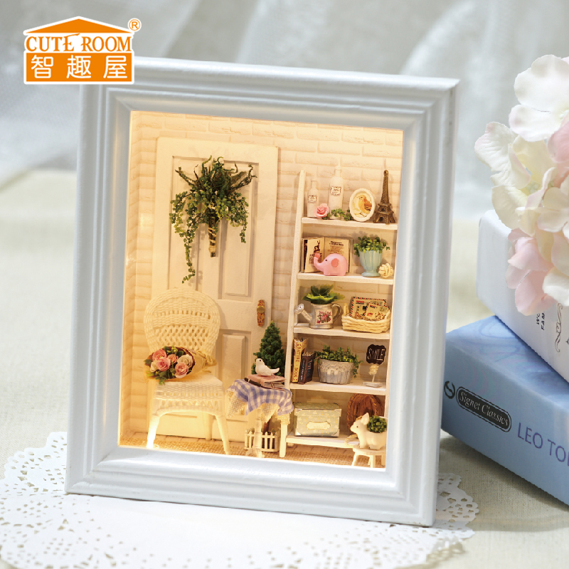 Zhiquwu diy cottage sunshine Sushe hand-assembled wooden photo frame table hanging wall creative gift for girlfriend