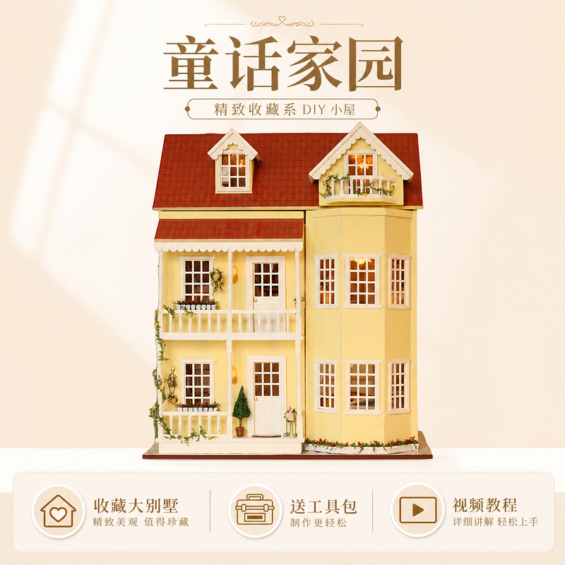 Zhiquwu DIY Small House Fairy Tale Home European-Style Villa Hand-Assembled Wooden Model Creative Birthday Gift for Women Zhiquwu DIY Small House Fairy Tale Home European-Style Villa Hand-Assembled Wooden Model Creative Birthday Gift for Women