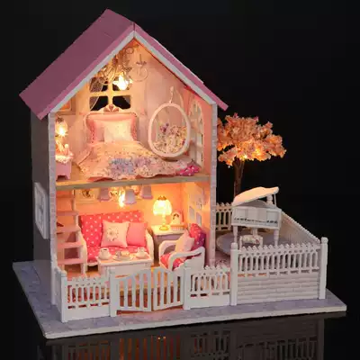 Zhiqiu diy cottage Pink cherry blossom building model villa to send girlfriend princess creative birthday gift