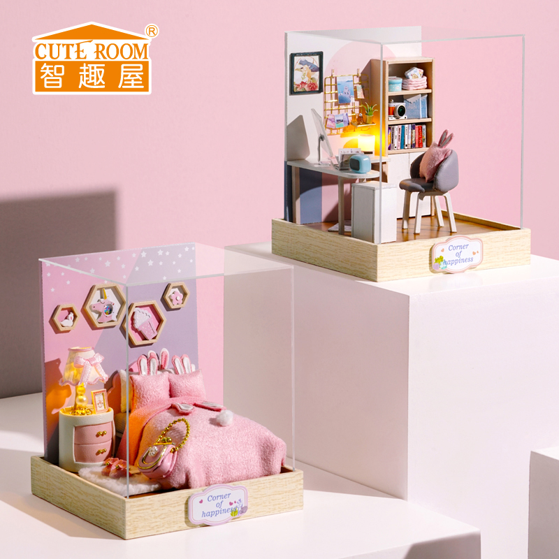 Intelligent House Diy Cottage Happy One-Bedroom Handmade Model Toy House Birthday Gift