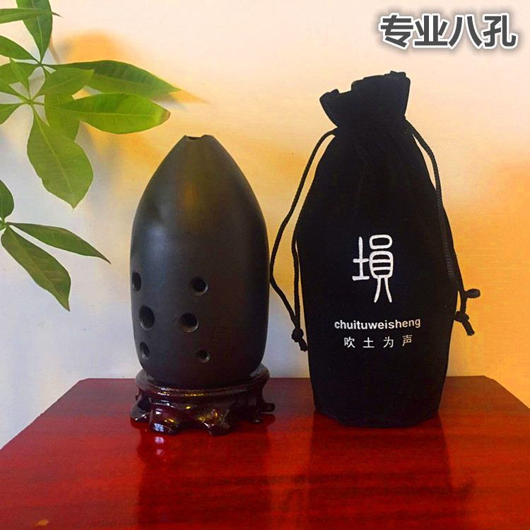 Đất nung tám lỗ chuyên nghiệp instrument nhạc cụ dân tộc gốm đen tám lỗ cav khoang đôi mười lỗ sensitive cao nhạy - Nhạc cụ dân tộc tấu sáo