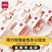Del rose gold long tail clip metal paper clip bronze size ticket holder combination office receipts