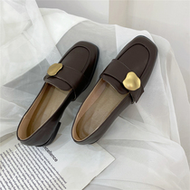 Lefu shoes 2021 new spring autumn 100 hitch retro womens shoes Inron coarse heels with little leather shoes Japanese students single shoes