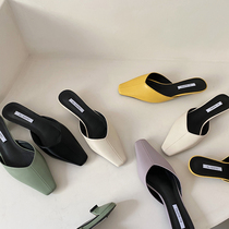 Fa-style niche retro Mueller shoes fashion outside wearing 2021 new internet red kitten heel temperament high heel shoes