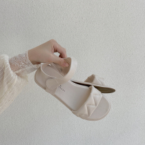 Sandals women Summer new 2021 100 hitch flat flat with magic sticker students little frescoed fairy Roman shoes