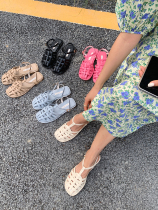 2021 New online red Korean version of fairy wind Baotou hollowed-out Roman shoes Soft bottom ins Chauffins Shot sandals women Summer