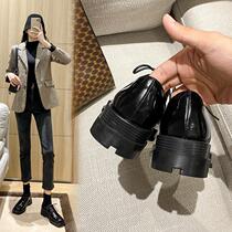 Small leather shoes women Inn Wind Han version 100 lap 2021 new spring plus suede student jk single shoes black working shoes