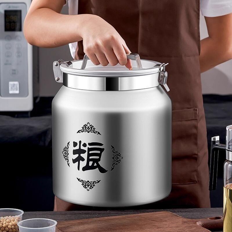 Rice Bucket for Home Use, Insect-Proof, Moisture-Proof, Sealed Rice Container, Stainless Steel Grain Storage Bin, Flour Storage Tank Container, 2025 New Model