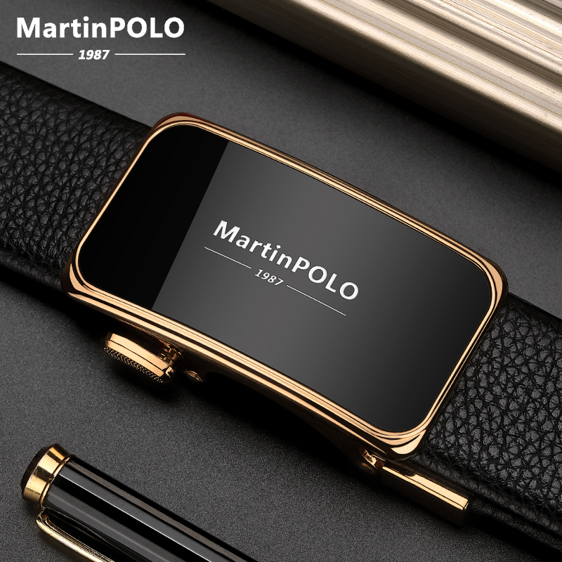 Rav Laurenma ball leather strap male new leather automatic buckle upscale belt head layer Bull Leather Brand Business Men's Pants Strap