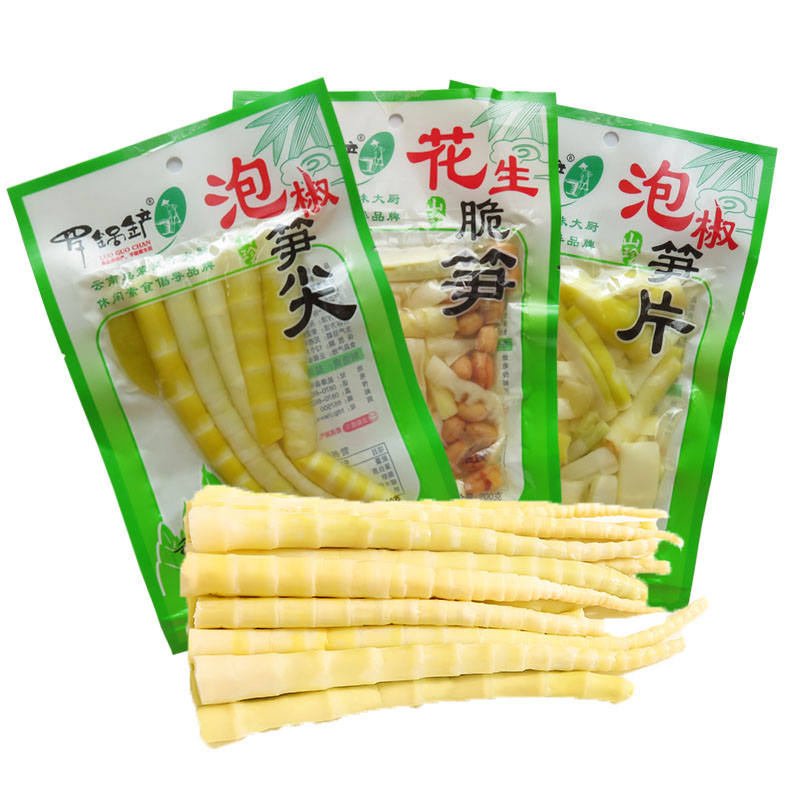 Yunnan specialty Luo pot shovel pickled pepper bamboo shoot slices peanut crisp bamboo shoot tip 10 bags ready-to-eat snacks snack food food