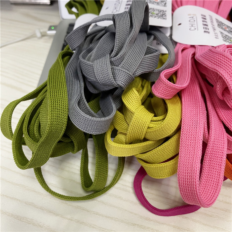 1cm Wide Knit Band Sports Pants Side White Strips Rope Clothing Sleeves Trim with cap rope Pants Waist Rope Cramp 5 m