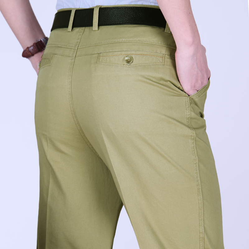 Men's middle-aged casual pants Men's loose straight cotton summer thin dad pants mid-waist cotton casual pants