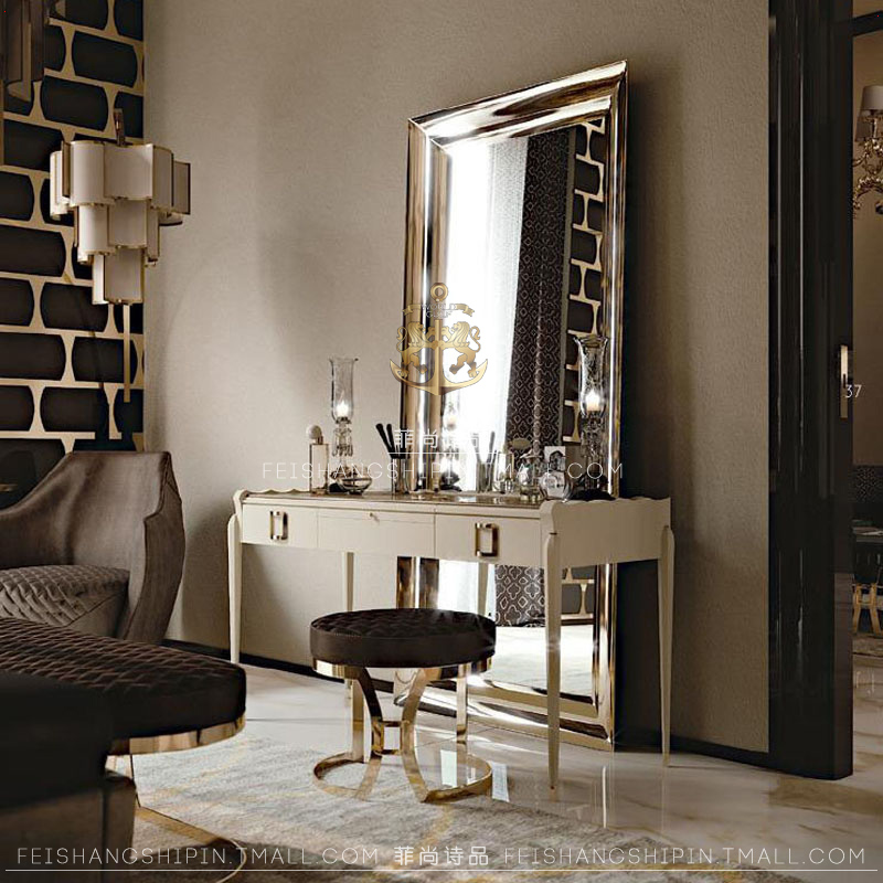 Postmodern make-up table Fancy Low Luxury Makeup Desk White Baking Varnish Containing Cabinet Solid Wood Makeup Table