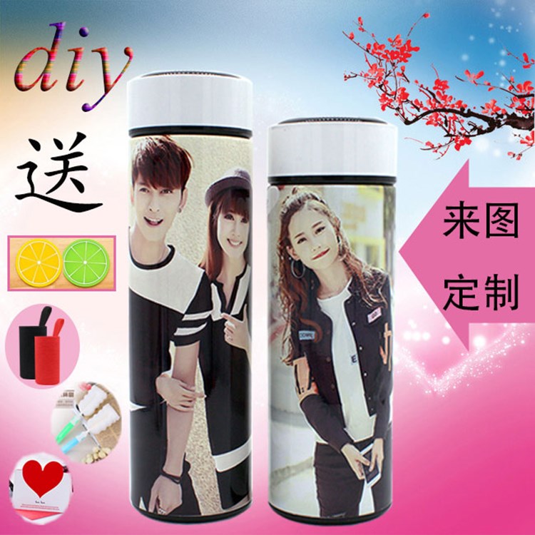 Personality portable thermos cup printed photos customized images for men and women students stainless steel cups can be universal