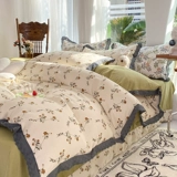 Брендовый минималистичный хлопковый комплект, простыня для принцессы, пододеяльник, 4 предмета, цветочный принт