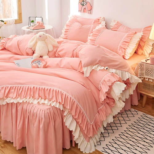 Корейская хлопковая простыня для принцессы, хлопковый комплект, одеяло, демисезонный пододеяльник, 4 предмета