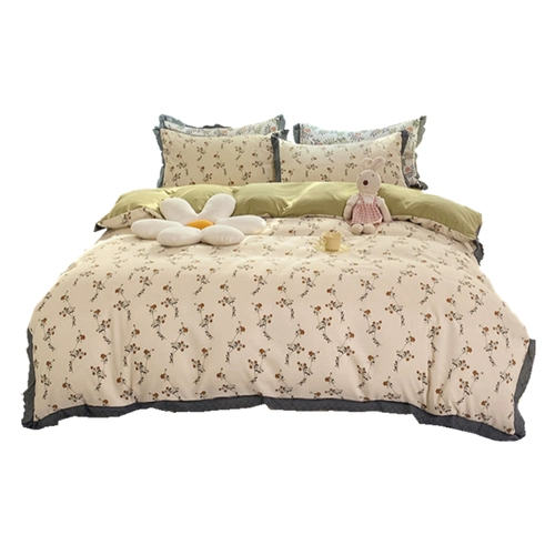 Брендовый минималистичный хлопковый комплект, простыня для принцессы, пододеяльник, 4 предмета, цветочный принт