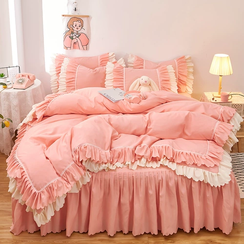 Корейская хлопковая простыня для принцессы, хлопковый комплект, одеяло, демисезонный пододеяльник, 4 предмета
