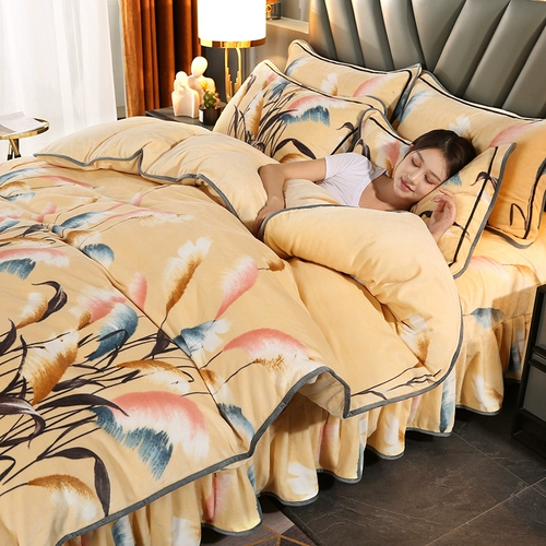 Антистатический электрический зимний комплект, коралловая простыня, двусторонний флисовый пододеяльник, 4 предмета, увеличенная толщина