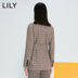 LILY2019 Winter mới của phụ nữ Vintage Plaid Nút lớn rộng vành đai Trim Suit 119420C2107 