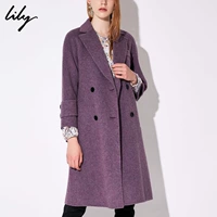 Lily2018 mùa đông áo len đôi cổ điển áo khoác lông hai mặt 118419F1989 áo dạ nữ dáng ngắn