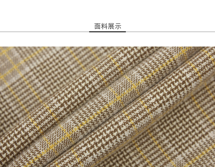 Lily2019春新款女装经典格纹,修身版型,撞色细节九分裤通勤西装裤