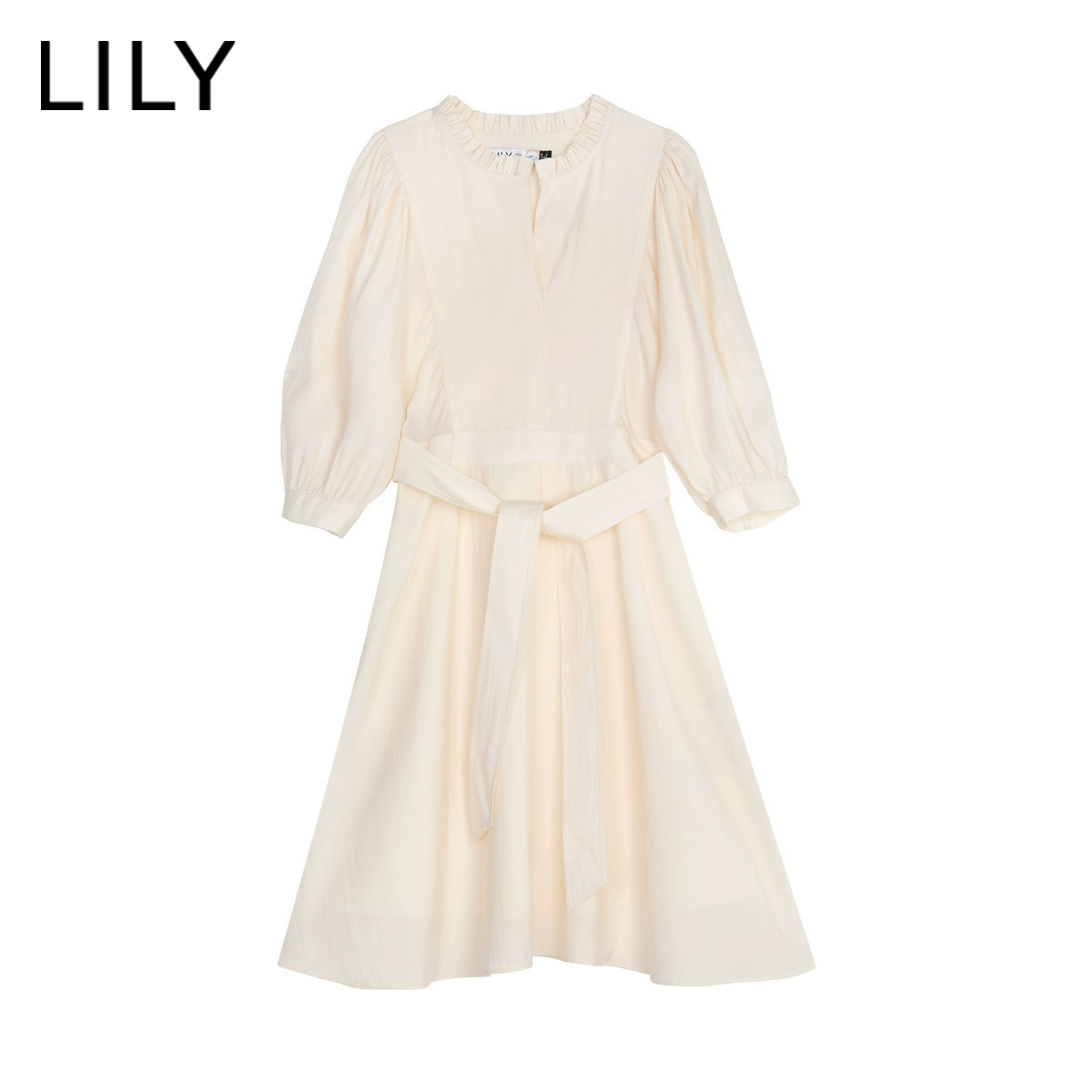 LILY2020 mùa hè phụ nữ mới nấm gỗ eo eo giảm béo tay áo đầm 120260C7T20 - Váy eo cao