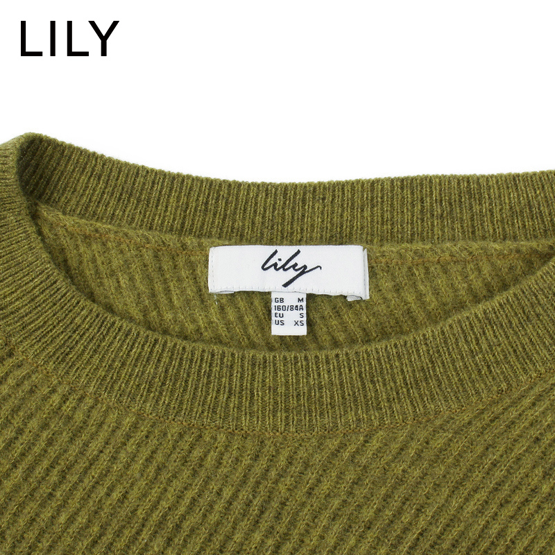 100tinh khiết len ​​LILY2019 Winter mới của phụ nữ Twill Loose Knit Sweater 119420B8766