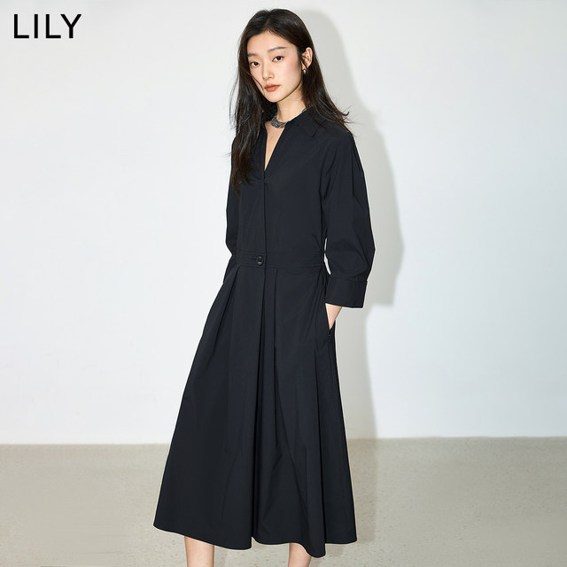 LILY2024 New Elegant Commuting V-neck Fashion Dress Shirt High Waist Shirt