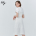 Lily2019 mùa hè mới của phụ nữ khí chất sọc cao thắt lưng chia dây đeo váy 119250C7568 - Váy eo cao váy eo nhún	 Váy eo cao